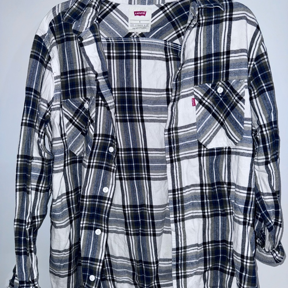 Levi's Black, White, and Brown Checkered Shirt